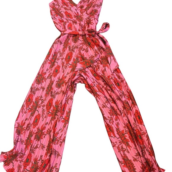 Beyond Words Jumpsuit Women’s Size Medium Red And Pink - Picture 6 of 11